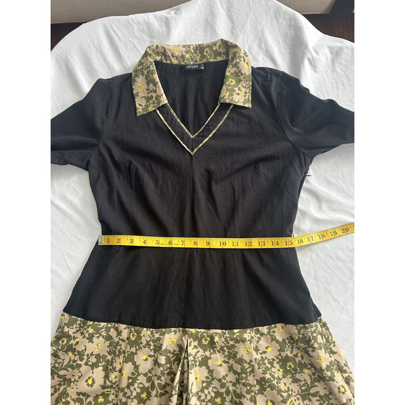 eShakti Floral Midi Length Fit and Flare Dress Womens Size 16 Black Green - Picture 8 of 10